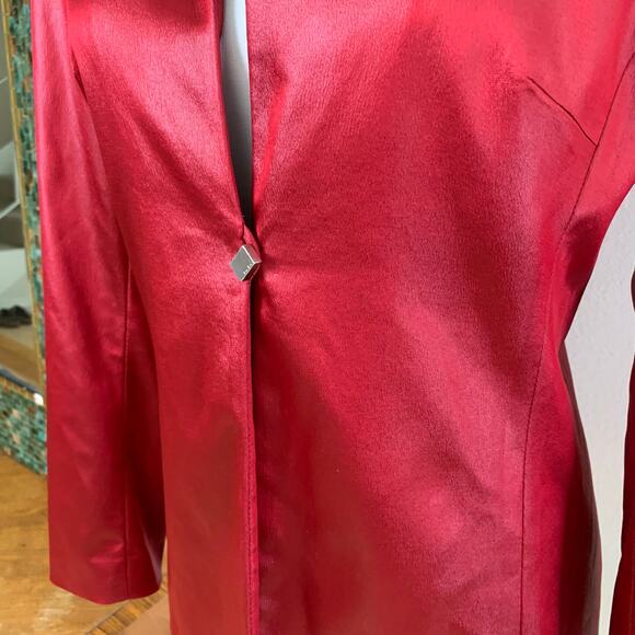Vintage Bebe Size 6 Satiny Blazer Coat Jacket Red Gold Button Accent Formal - Picture 4 of 10